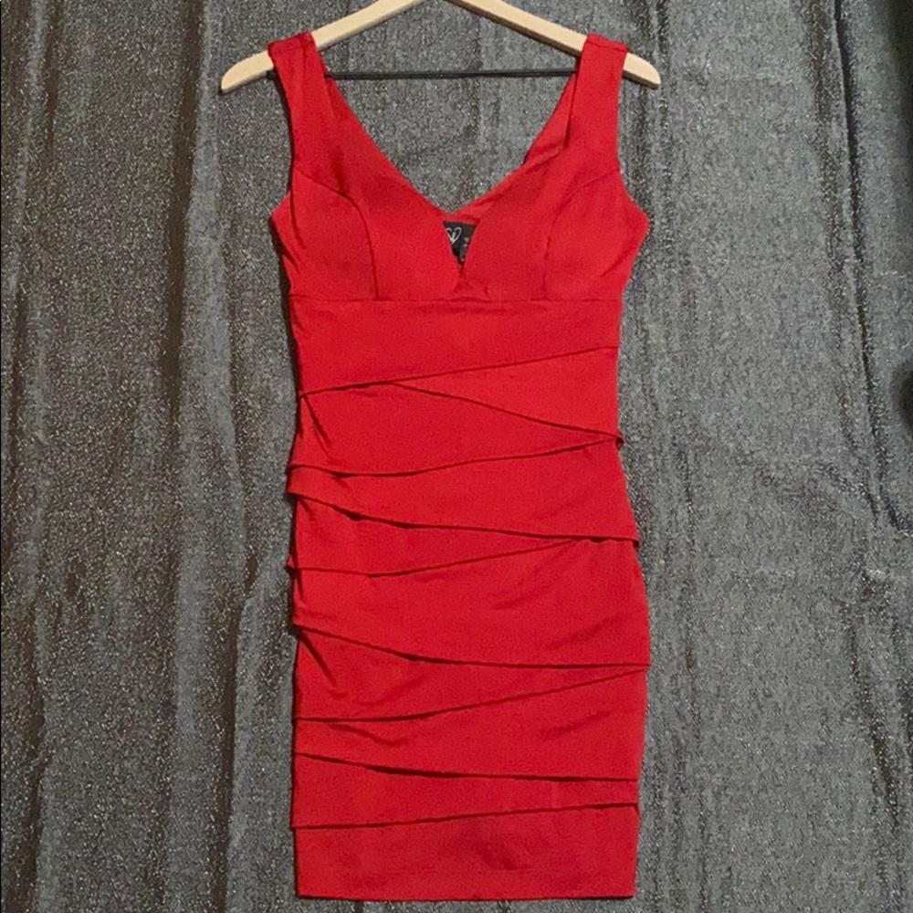 Windsor Red Ruched Cocktail Dress